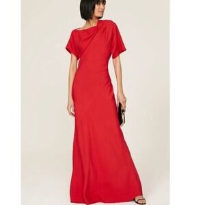 CO Bias Column Gown Boat Neckline Maxi Dress Red Size Medium